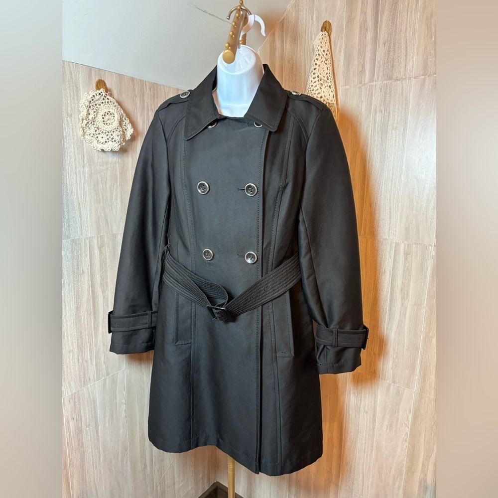 Kenneth Cole Reaction Women's Black Double-Breasted Trench Coat